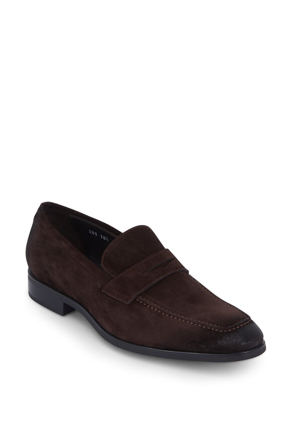 Raleigh Dark Brown Suede Penny Loafer