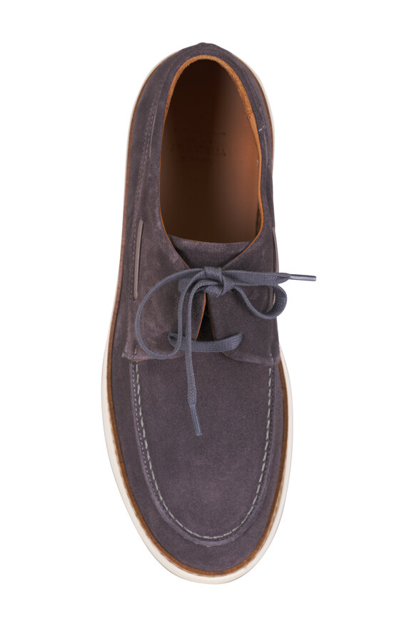 Aquatalia Bora Gray Suede Boat Shoe - view 4