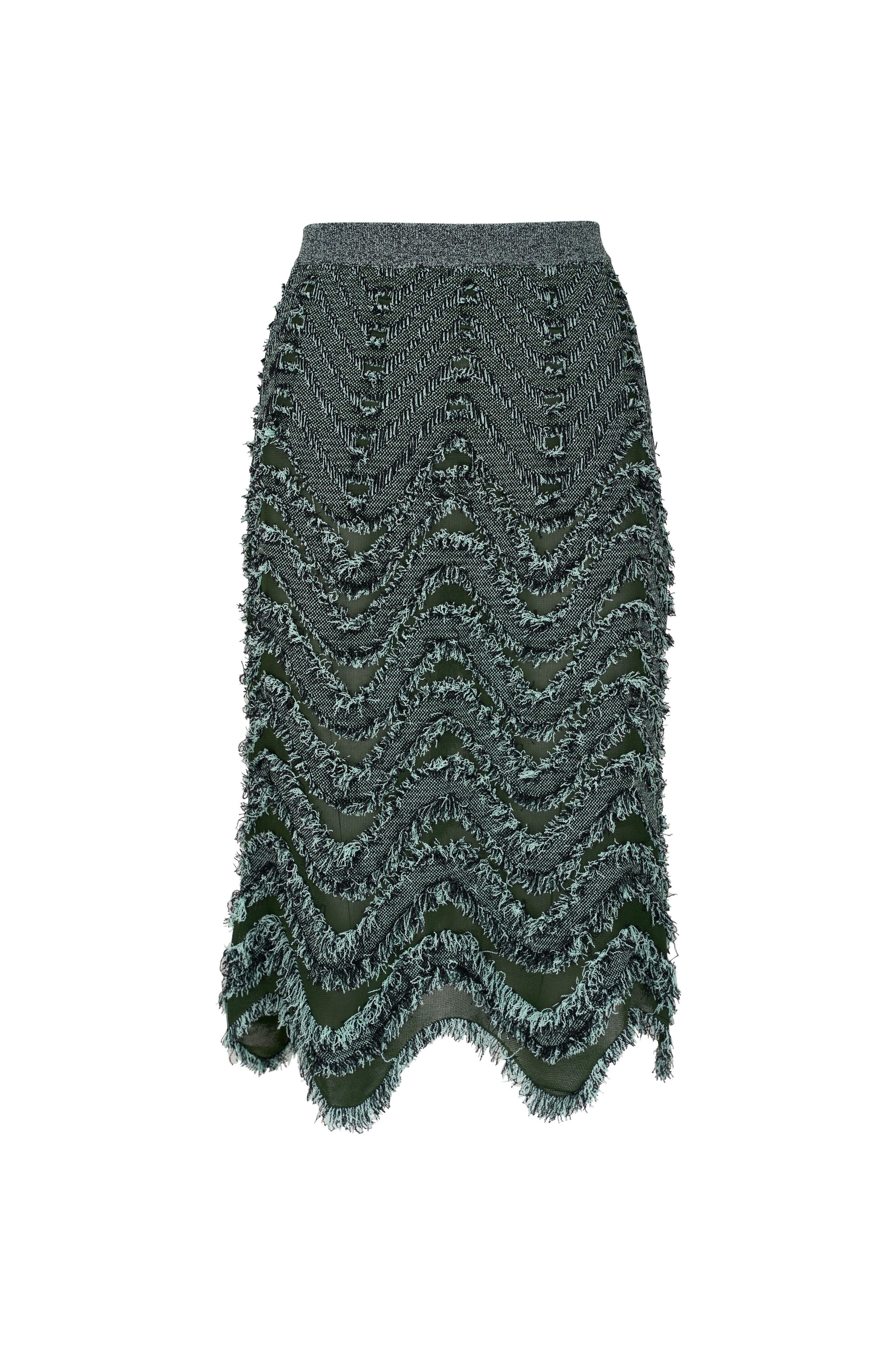 Bottega Veneta - Aquamarine & Black Waves Embroidered Fringe