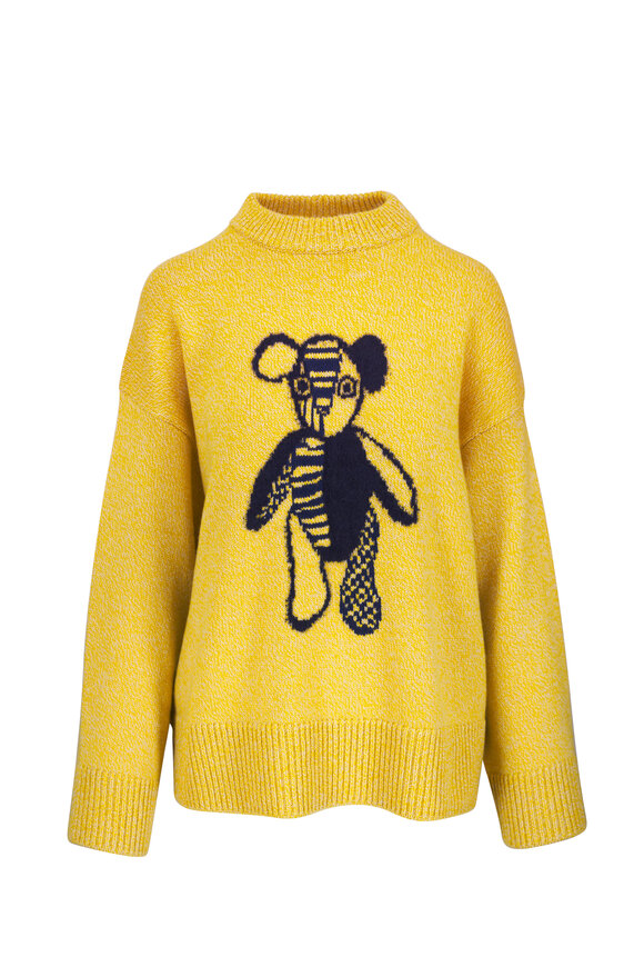 The Elder Statesman Pali Teddy Sunshine Marl & Black Crewneck Sweater