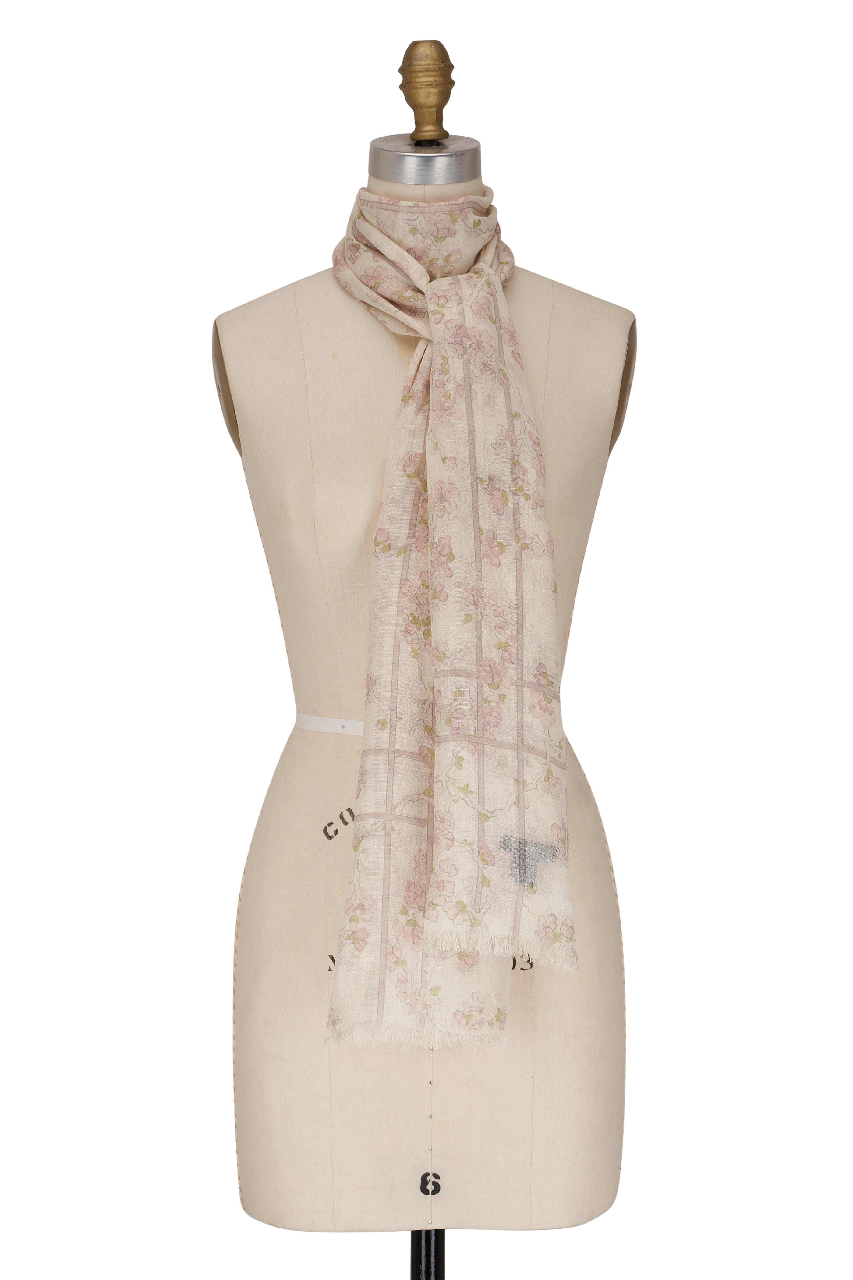 Loro Piana - Cherry Blossom Print Linen & Silk Scarf
