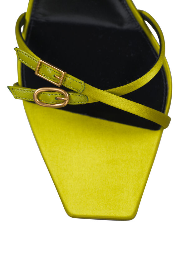Saint Laurent Citron Green Satin Sandal, 75mm - view 6