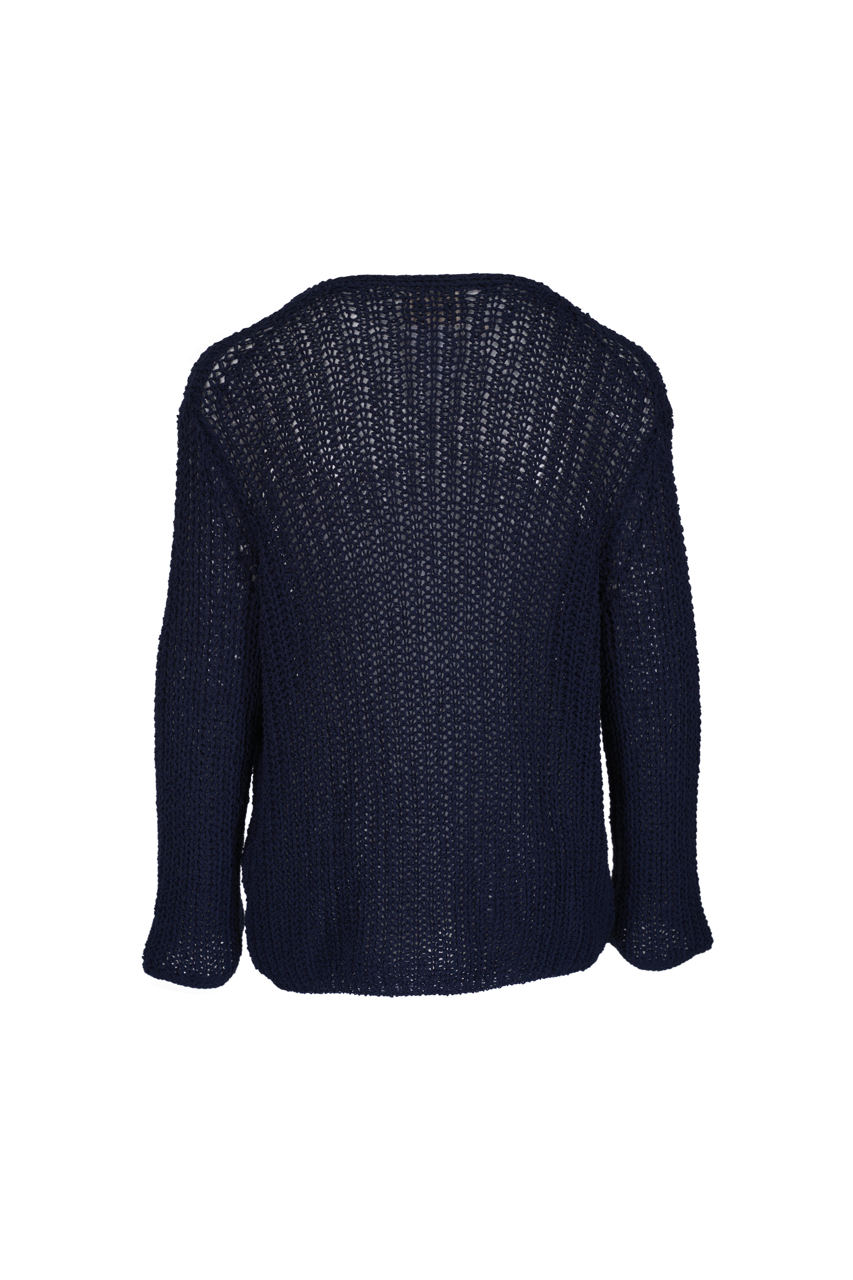 Khaite - Elowen Navy Fisherman’s Rib Knit Pullover Sweater
