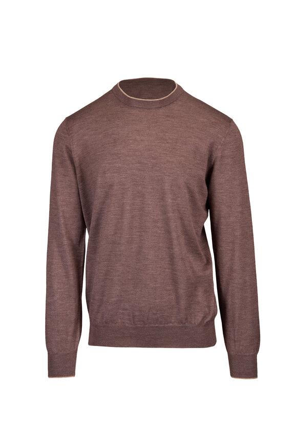 Cesare Attolini Brown Cashmere Crewneck Sweater - view 1