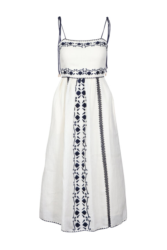 Carolina K Allegra Ivory Gardenia Midi Dress