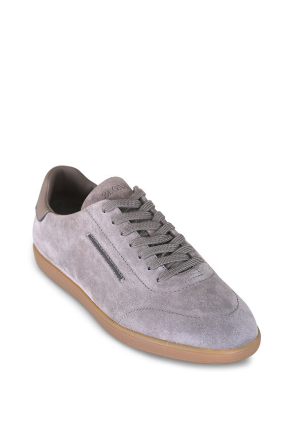 Zegna 232 Gray Suede Low Top Sneaker - view 1