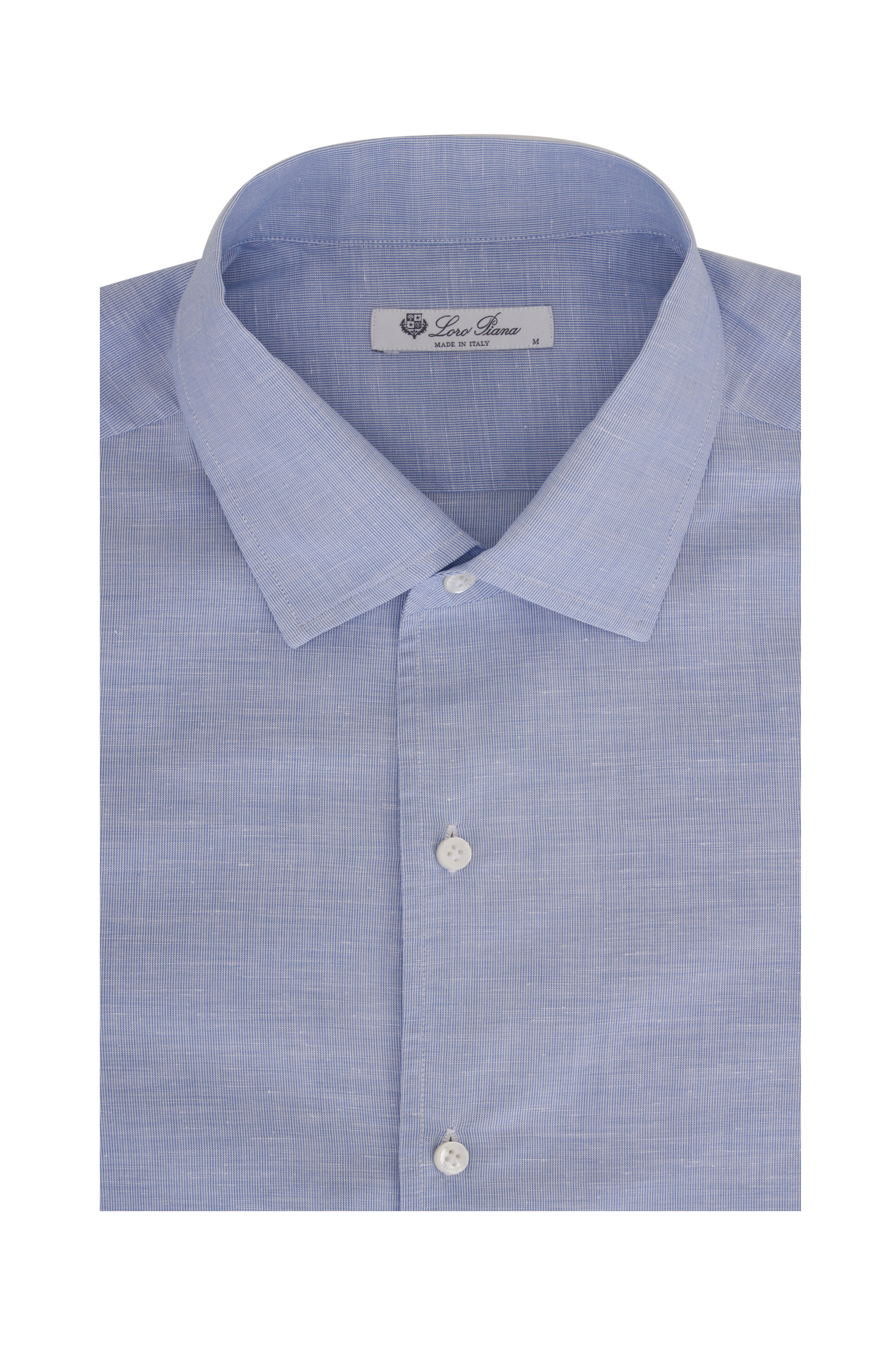 Loro Piana - André Micro Blue Stripes Linen Sport Shirt