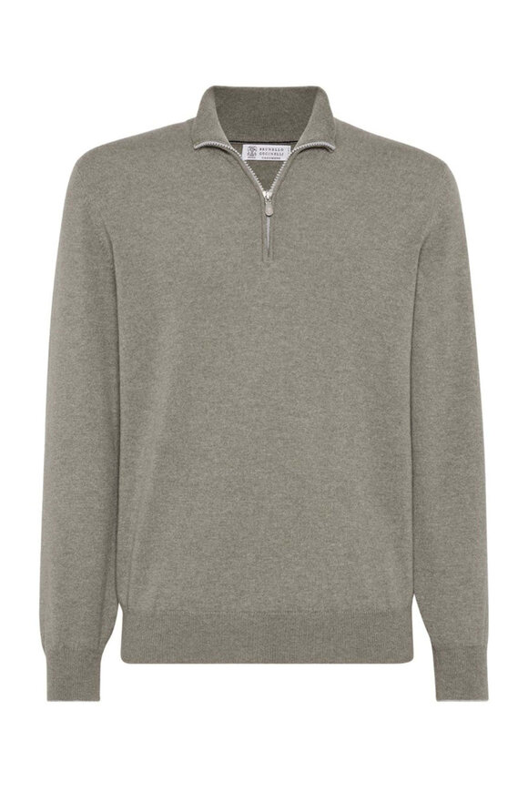 Brunello Cucinelli MBHID2663C8187 関税送料込 Brunello Cucinelli - Sage Green Ribbed Cotton Hoodie