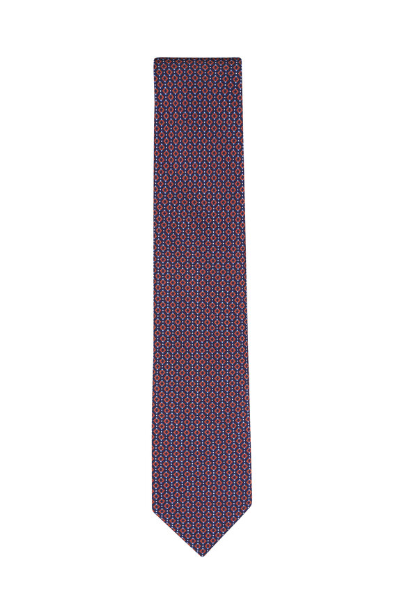 Brioni Midnight Medallion Print Silk Necktie