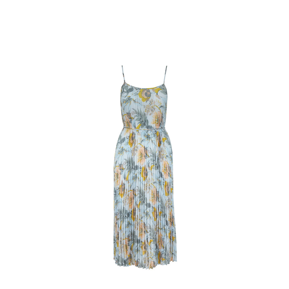 Vince Marine Garden Plissé Sleeveless Dress Mitchell Stores