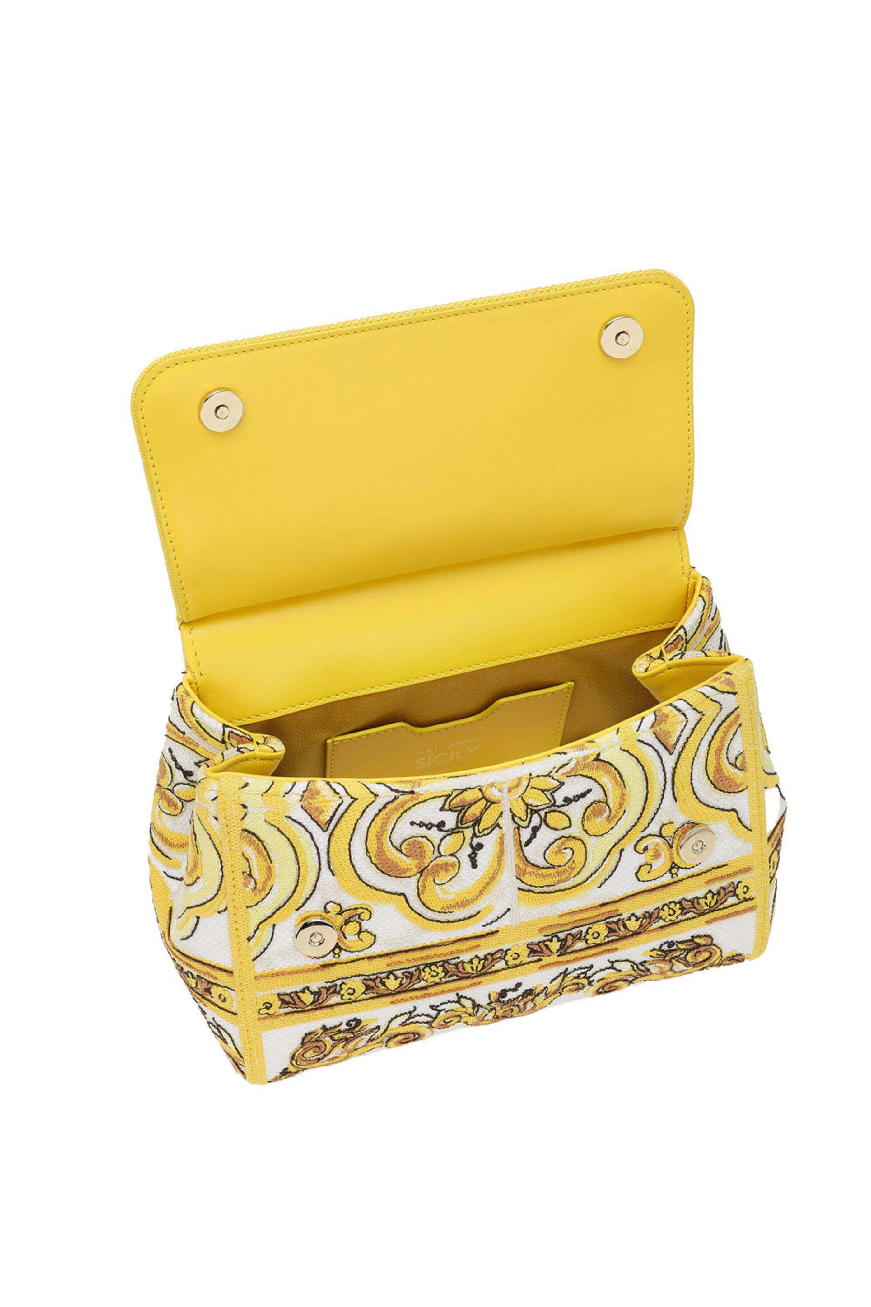 Dolce & Gabbana - Medium Sicily Top Handle Bag in Yellow Majolica