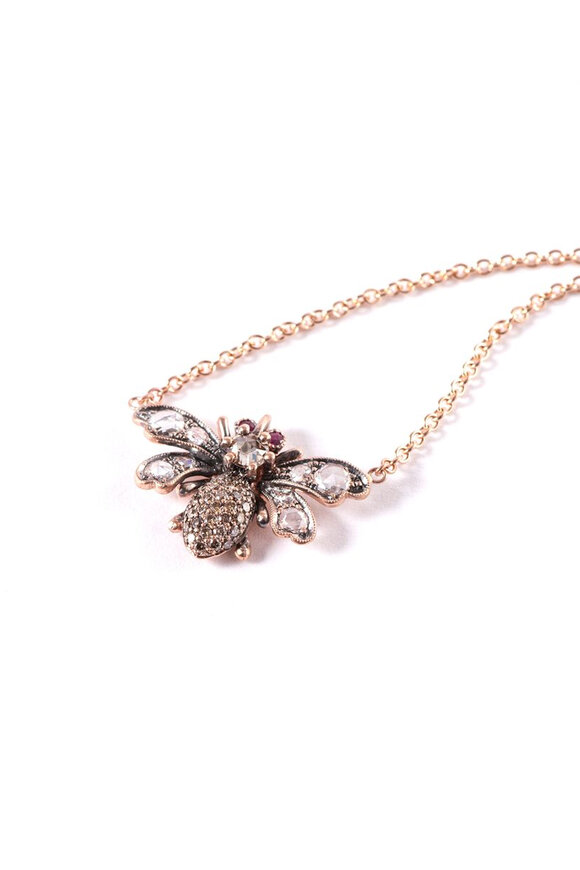Sylva & Cie Diamond Bee Pendant Necklace