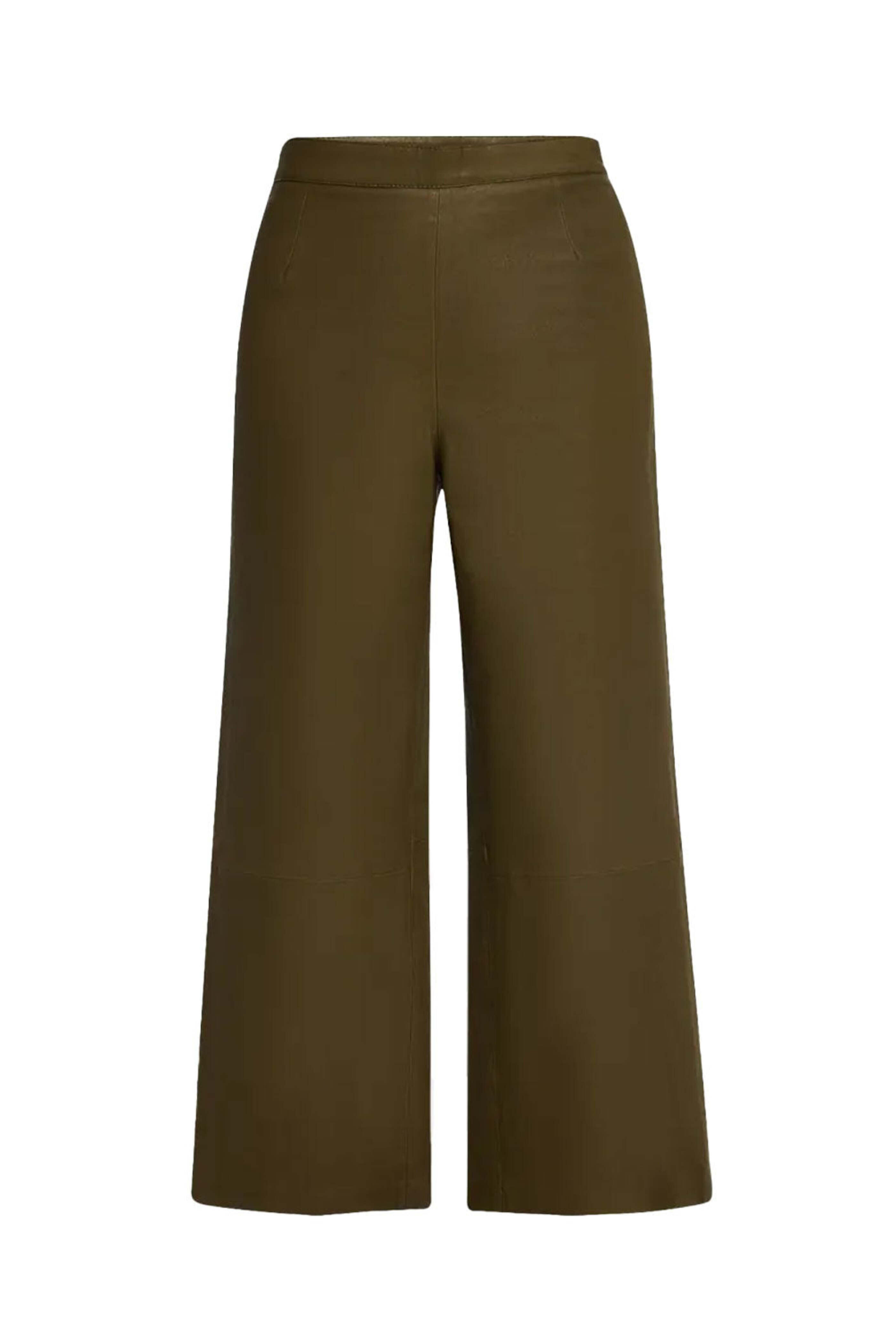 Frame - Cropped Leather pant in Rich Military