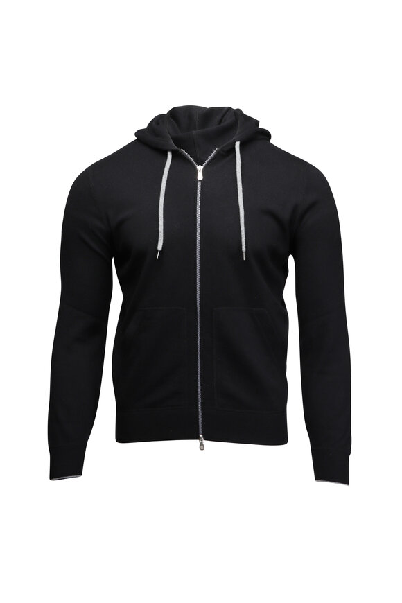 Brunello Cucinelli - Black Wool & Cashmere Full Zip Sweater