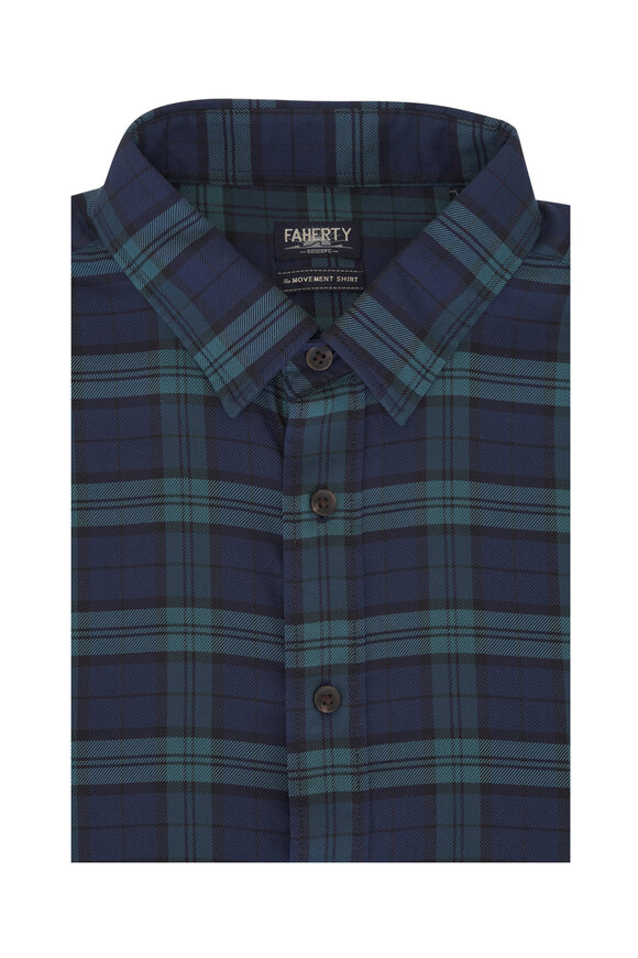 Faherty Brand Movement™ Navy & Green Plaid Shirt