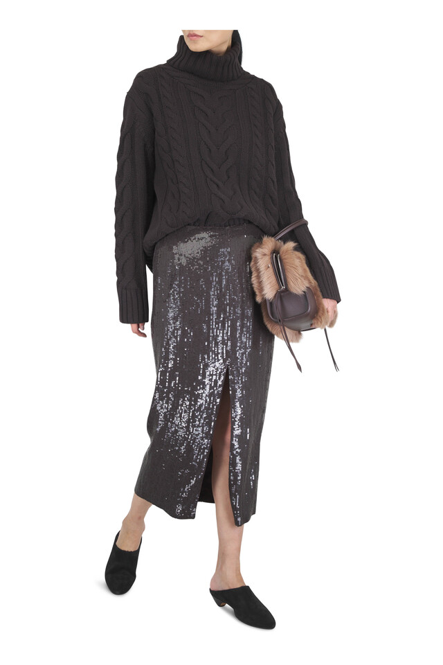 Designer outfit featuring Allegra Black Leather Mule, 30mm and Medium Amazona 180 Brown & Chestnut Top Handle Bag