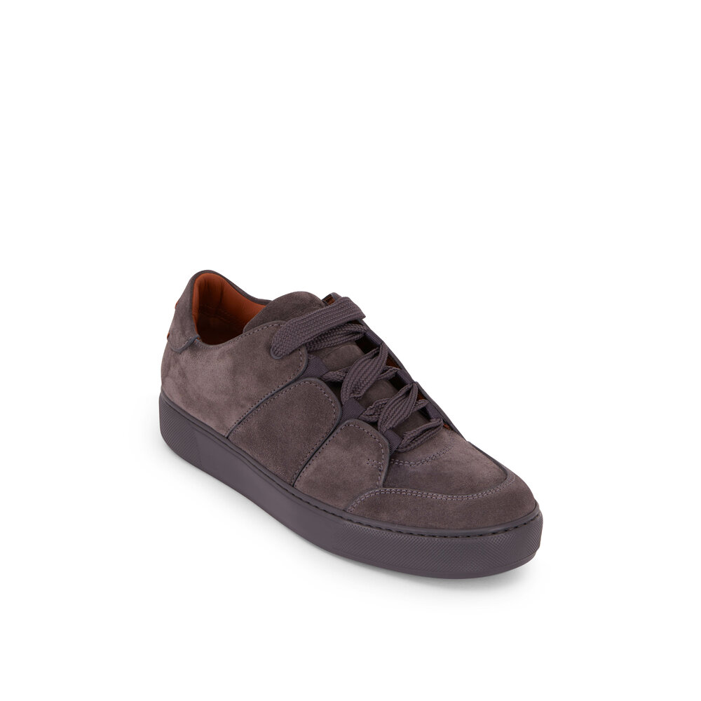 Zegna - Tiziano Dark Gray Suede Lace-Up Sneaker | Mitchell Stores
