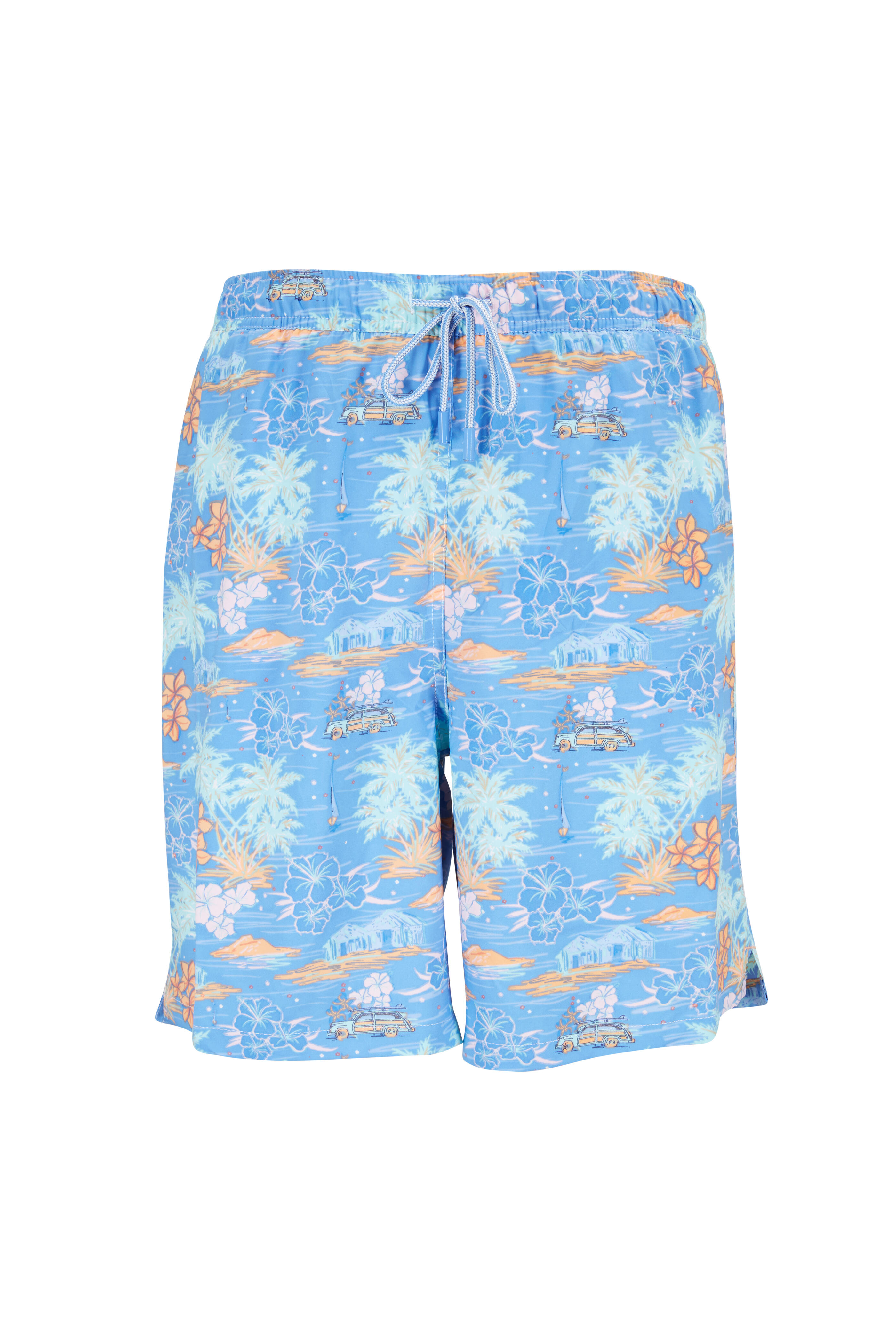 Peter Millar - Seaside Blue Hawaiian Sunset Swim Trunks