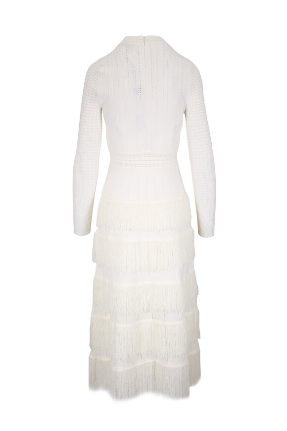 Lela Rose - Piper Ivory Fringe Knit Dress