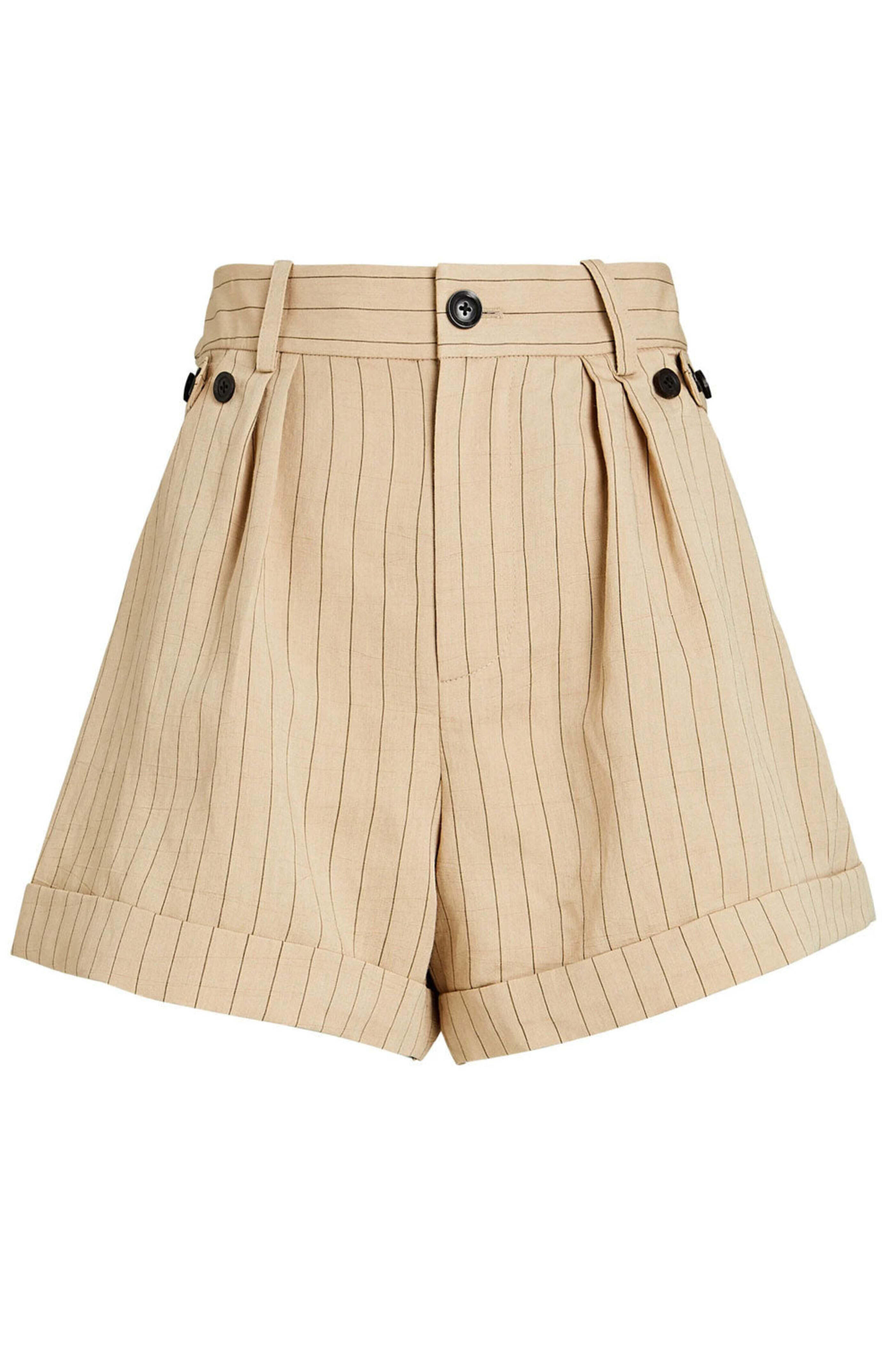 Marissa Webb - Khaki Kenny Pinstripe Button Tab Shorts