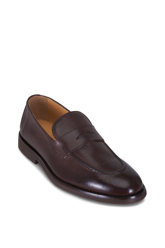 Brunello Cucinelli Ebony Leather Penny Loafer