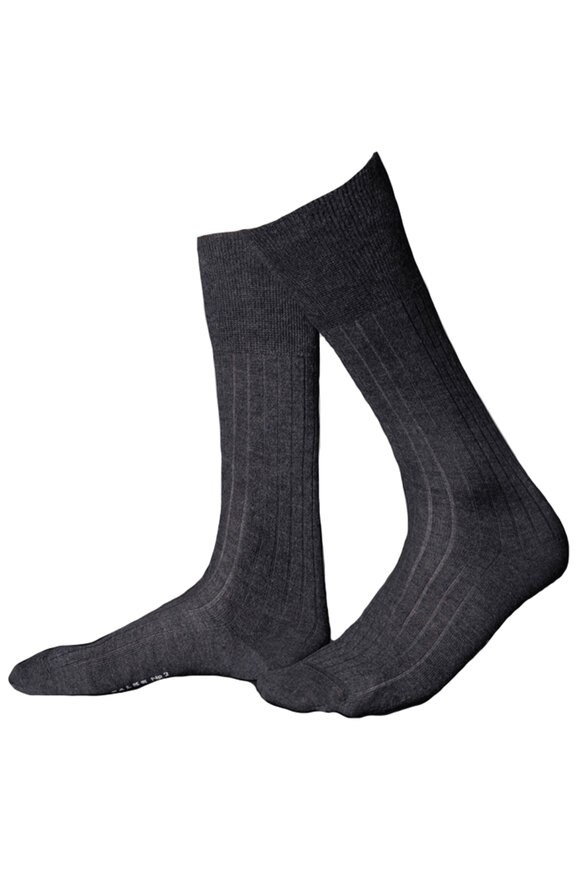 Falke Anthracite Cashmere Midcalf Sock