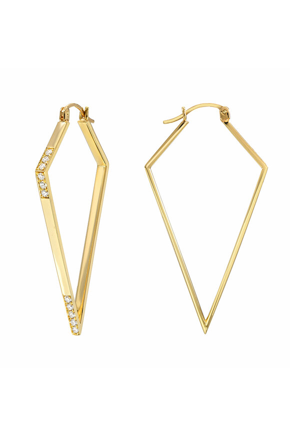 Dru 14k Yellow Gold Diamond Amulet Hoop Earring