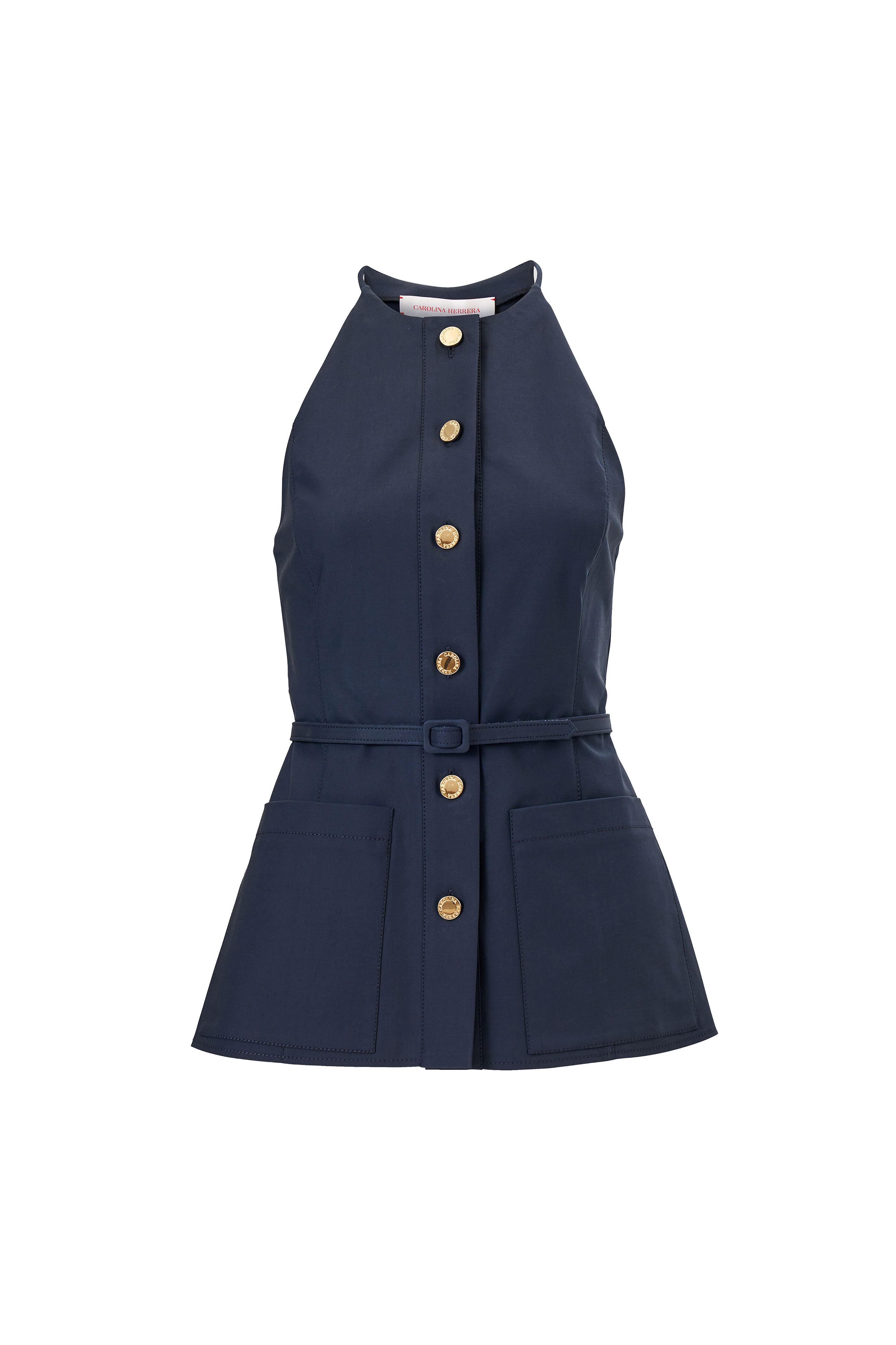 Carolina Herrera - Midnight Button Front Belted Top - view 6