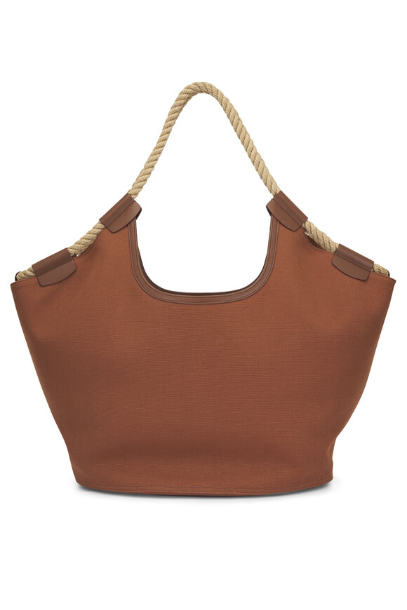 Loro Piana Gioia Vicuna & Dark Vicuna Cotton Shopper Tote - view 2