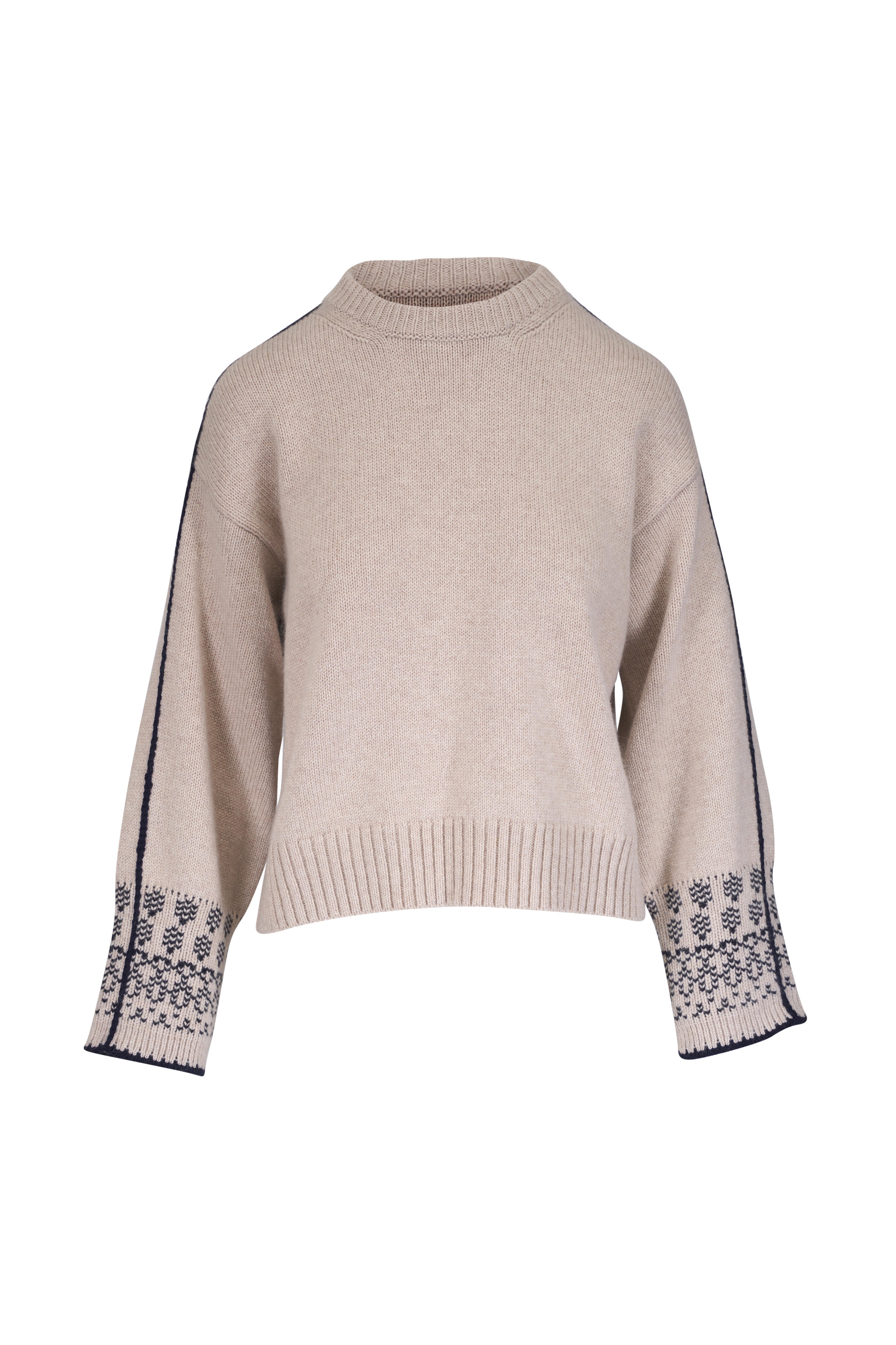 Agnona - Light Beige Chantilly Jacquard Crewneck Sweater