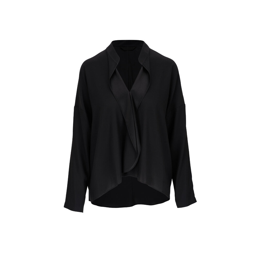 Zero + Maria Cornejo - Fin Gaban Black Silk Charmeuse Shirt