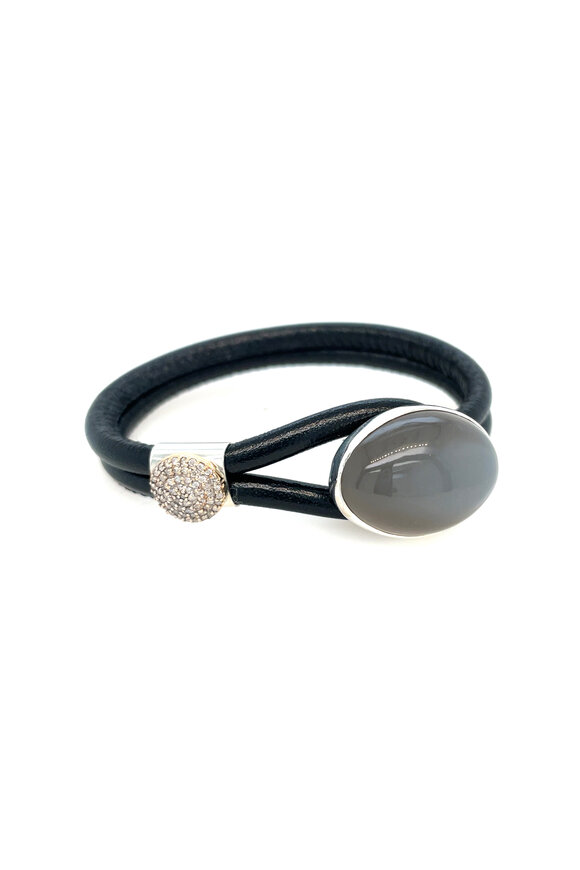 Ellen Hoffman Sterling Silver Moonstone & Diamond Bracelet - view 1