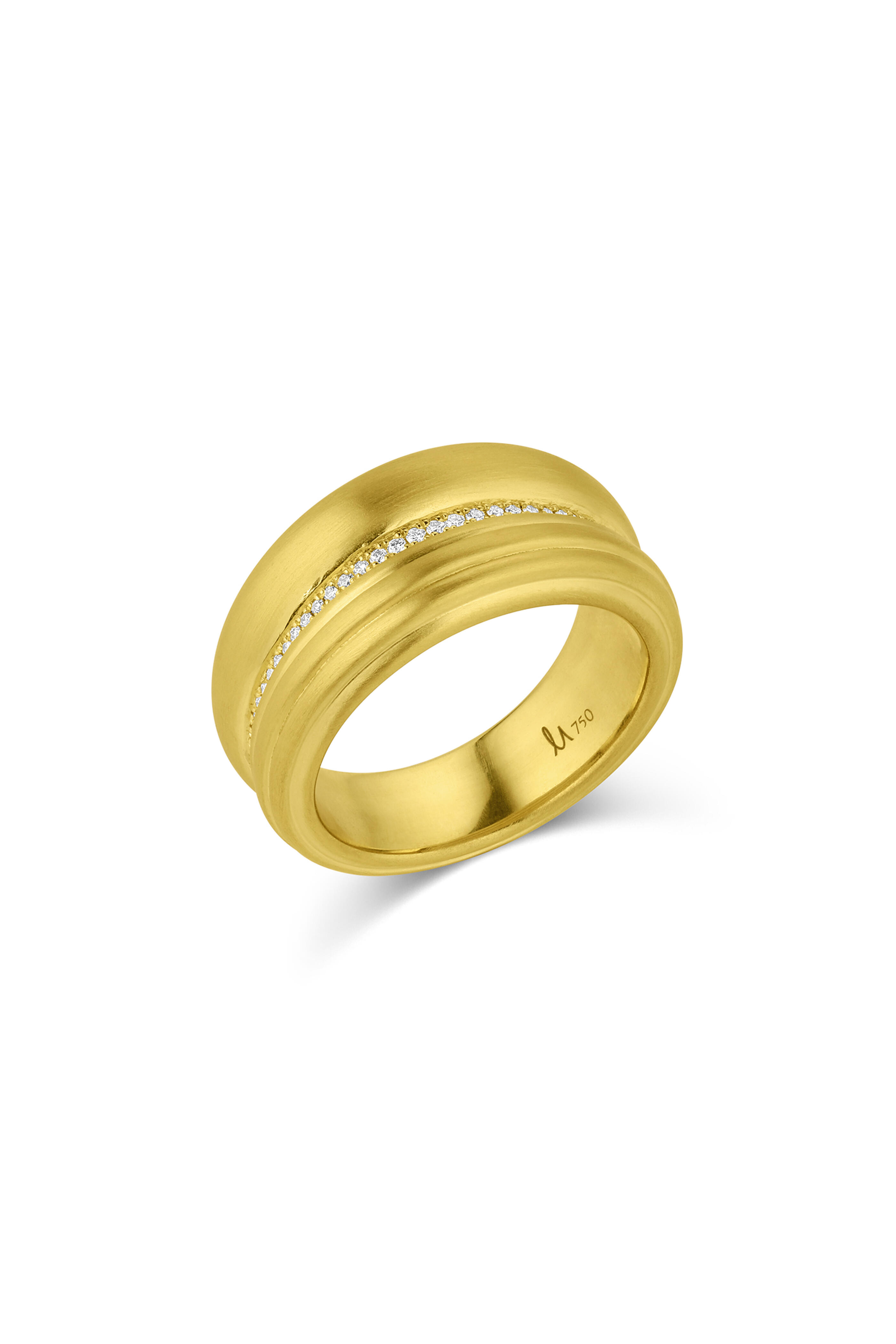 Leigh Maxwell - 18k Yellow Gold Diamond Ridged Double Band Ring