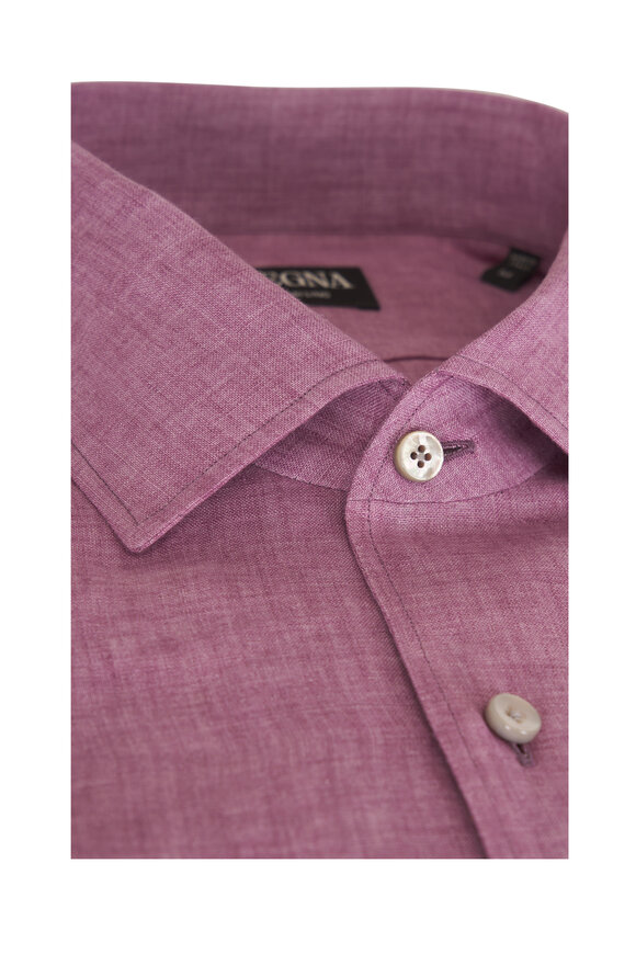 Zegna Oasi Pink Linen Sport Shirt - view 2