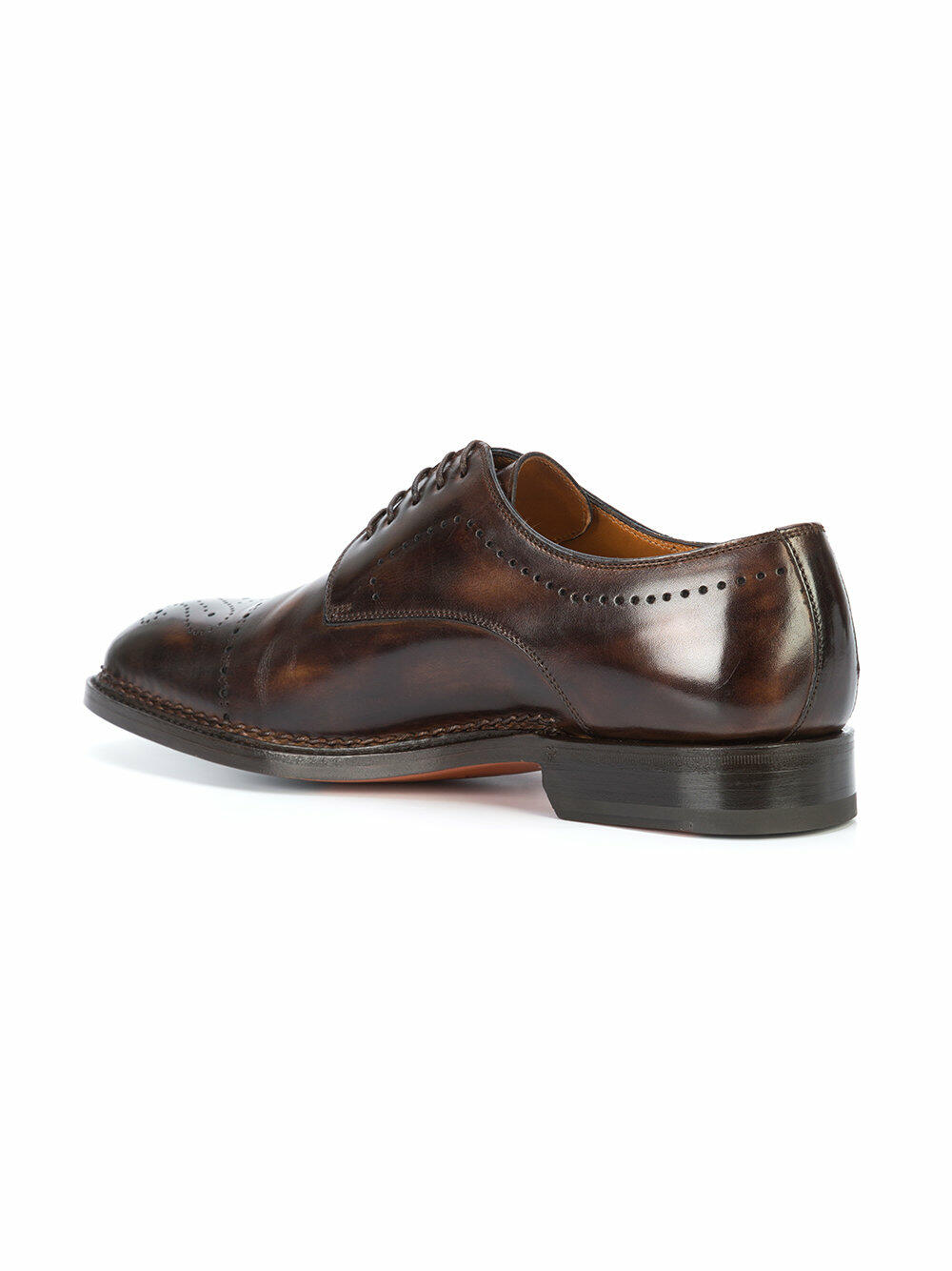 Bontoni - Chocolate Leather Medallion Toe Derby Shoe