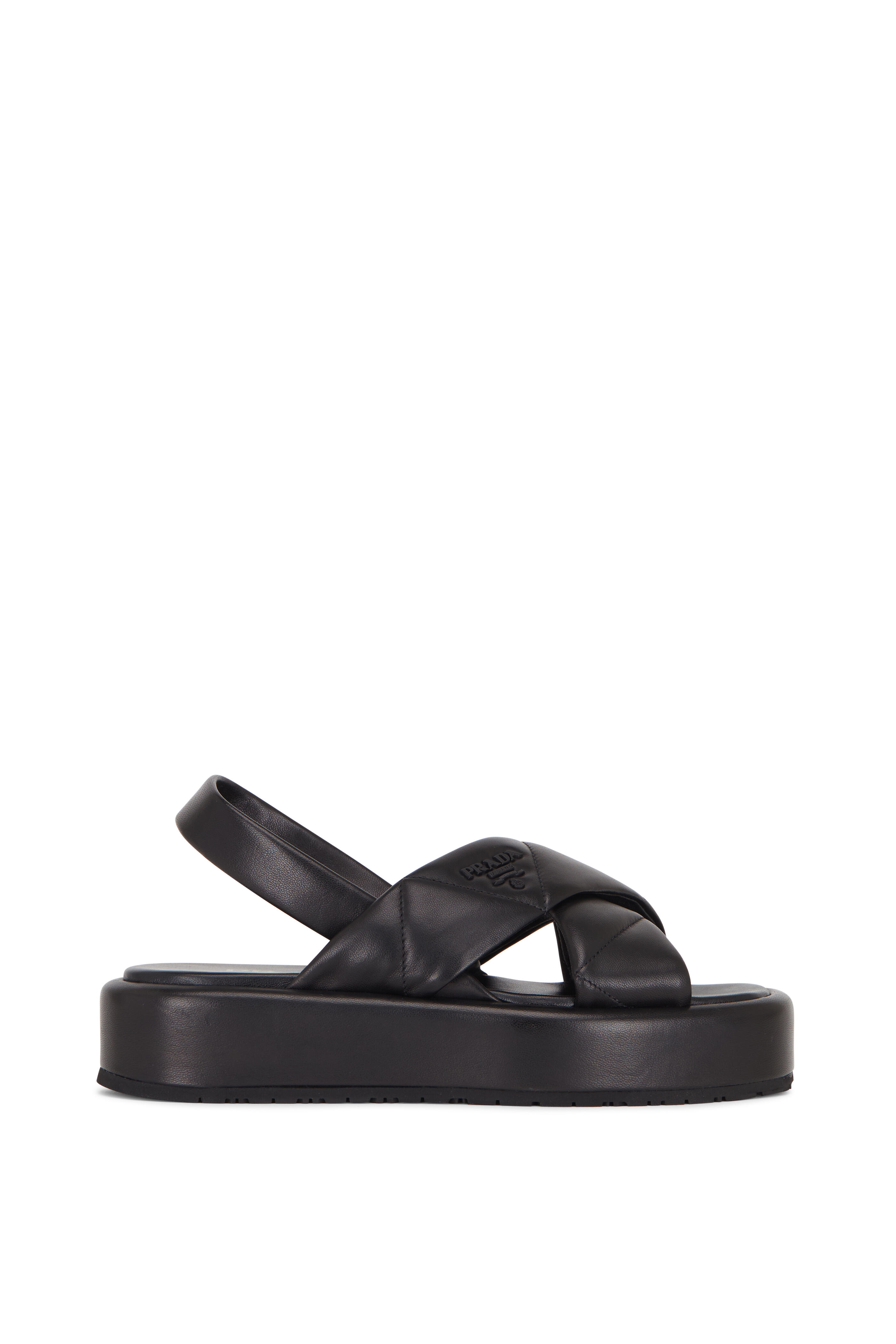Prada - Black Quilted Leather Flatform Sandal, 35mm