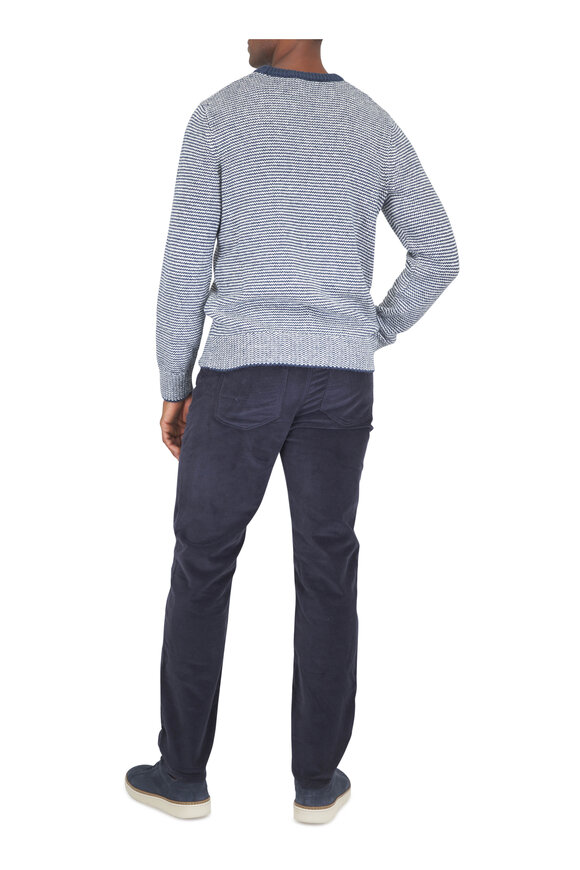 Faherty Brand Heirloom Ivory & Navy Crewneck Sweater - view 3