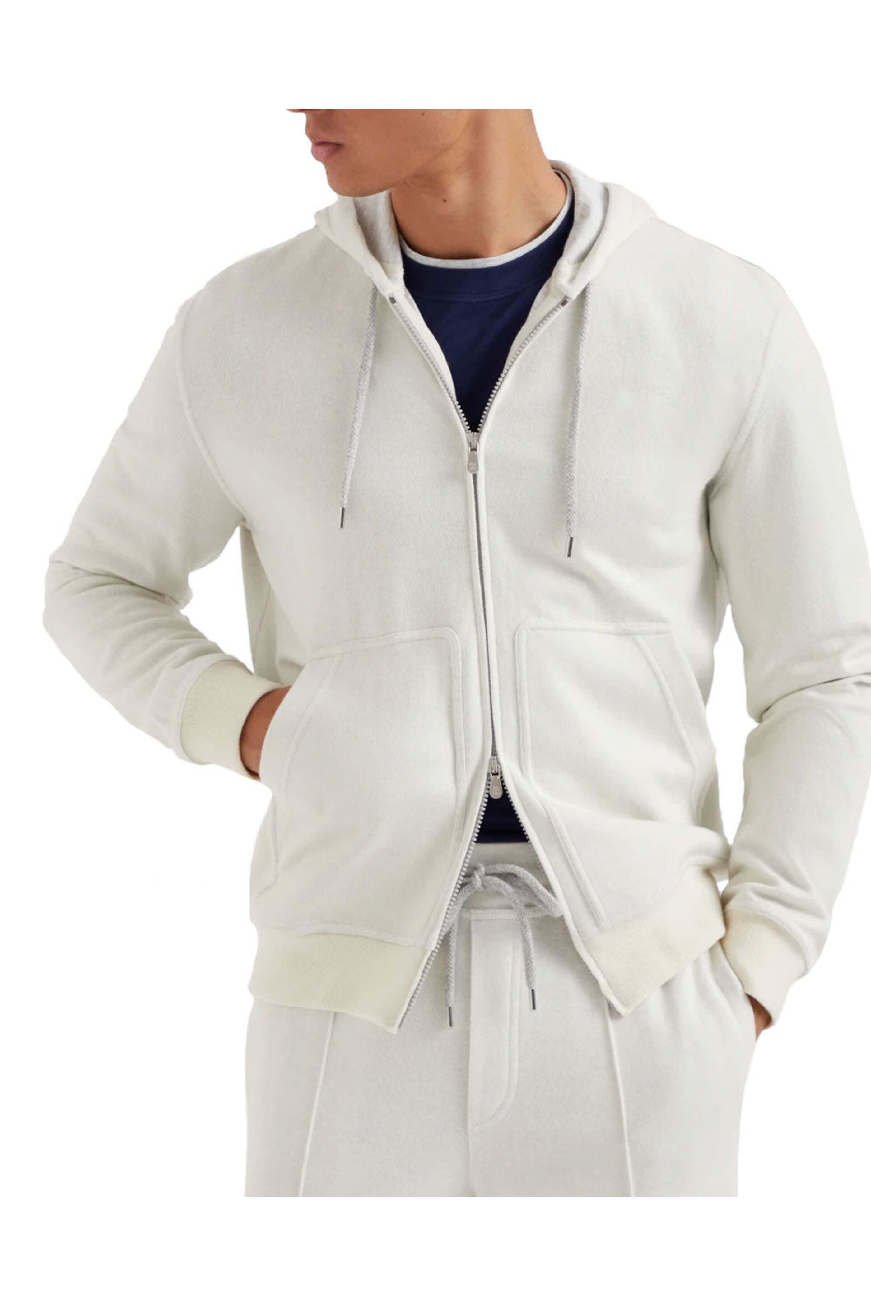 Brunello Cucinelli - White Cashmere Full Zip Hoodie