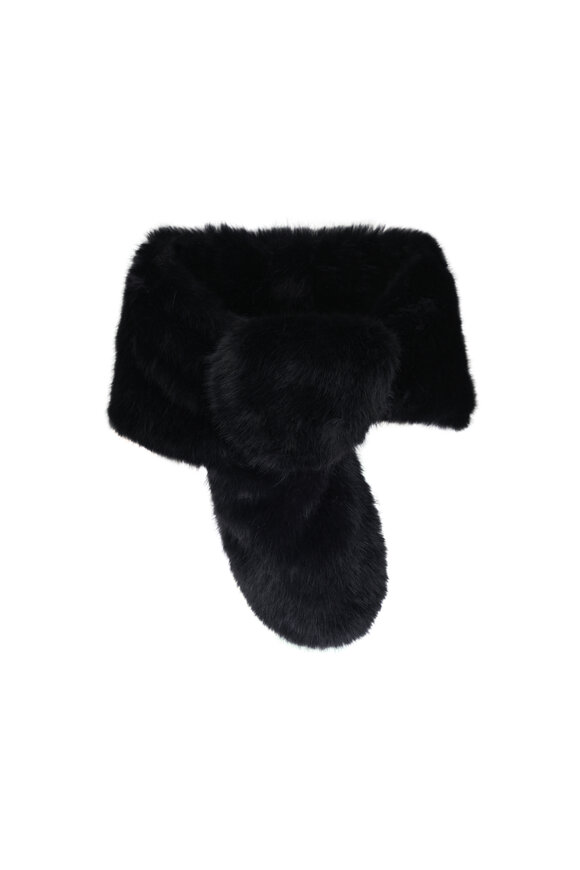 Herno Black Long Pile Faux Fur Scarf - view 1