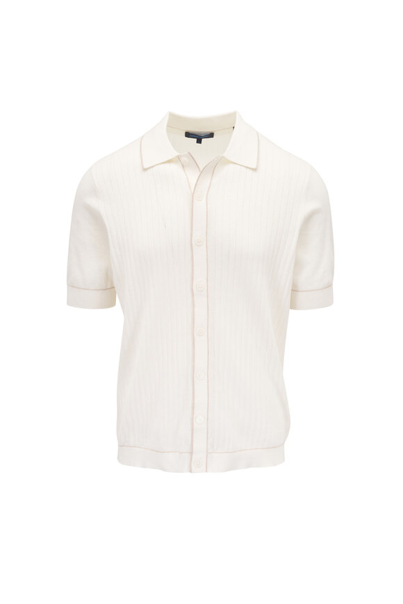 Patrick Assaraf Drop Needle Tipped Snow Full Button Shirt