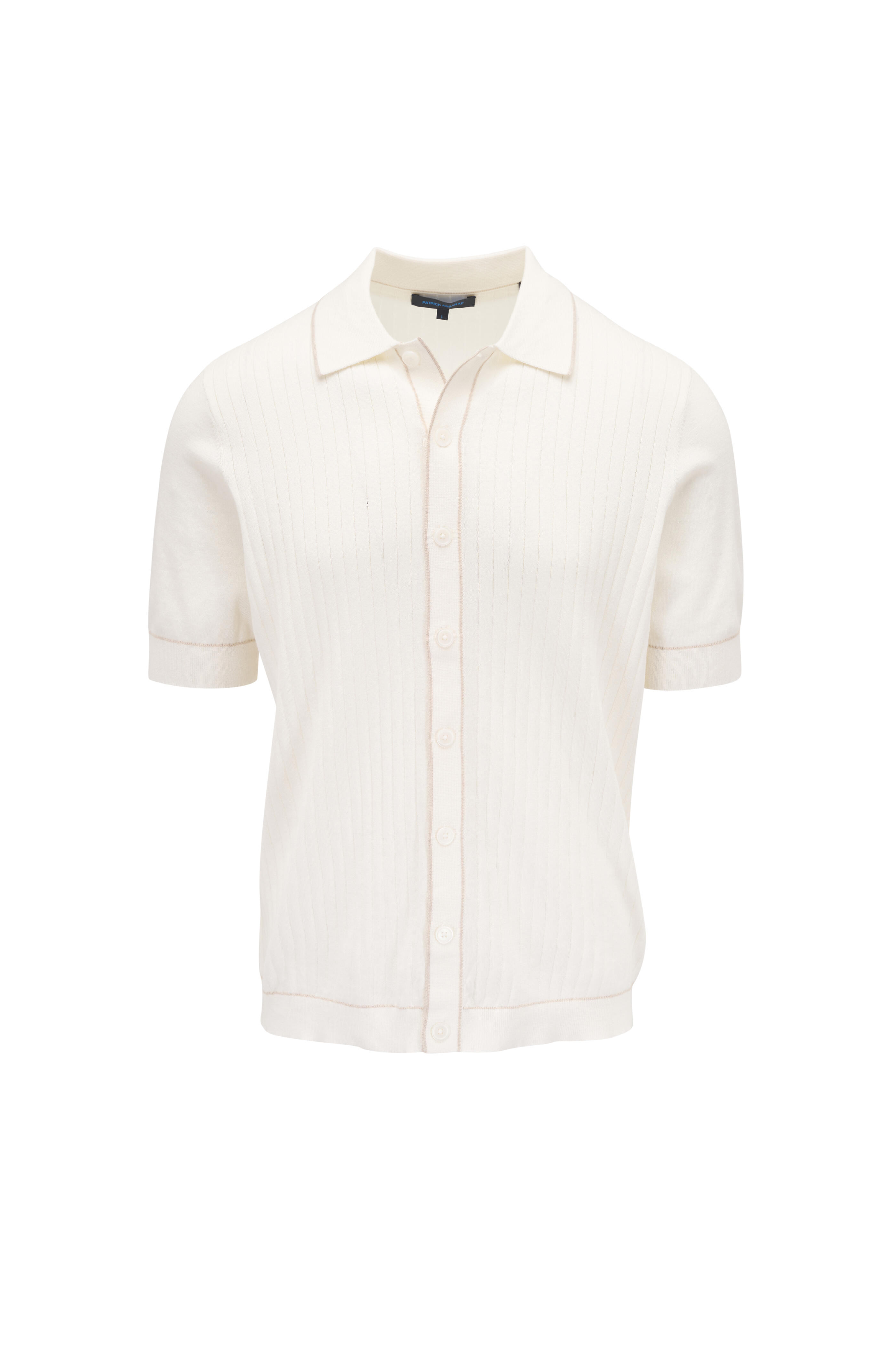 Patrick Assaraf - Drop Needle Tipped Snow Full Button Shirt