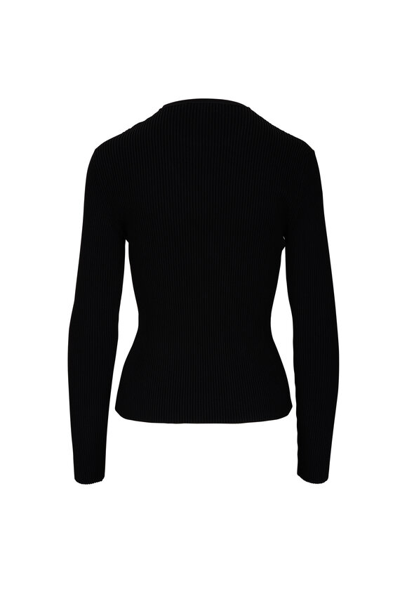 McQueen - Black & Silver Zip Slash Black Ribbed Knit Top