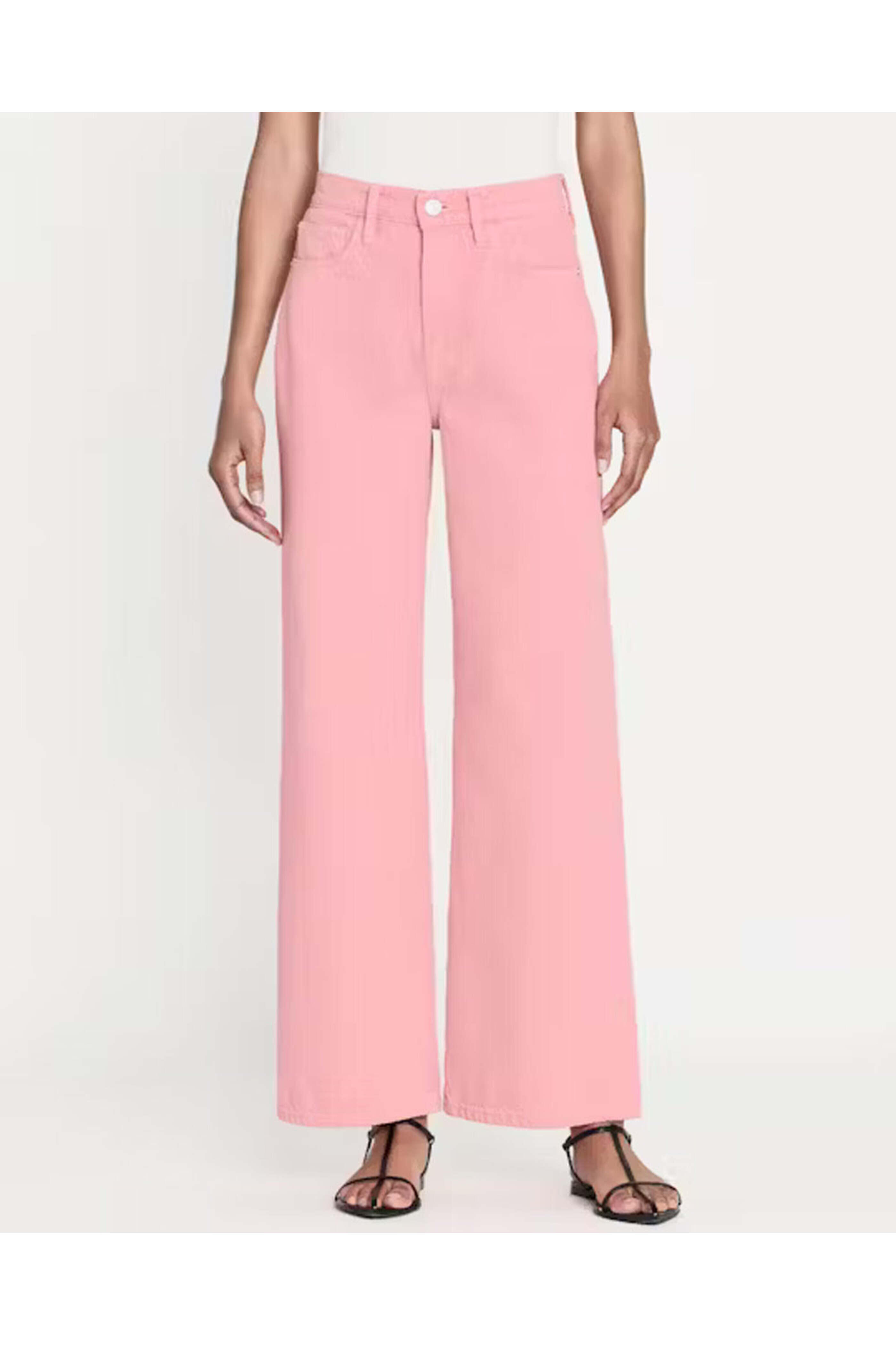 Frame - Le Jane Wide Crop Jean in Washed Dusty Pink