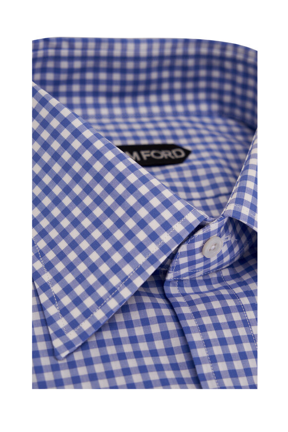 Tom Ford - Blue Gingham Cotton Dress Shirt 