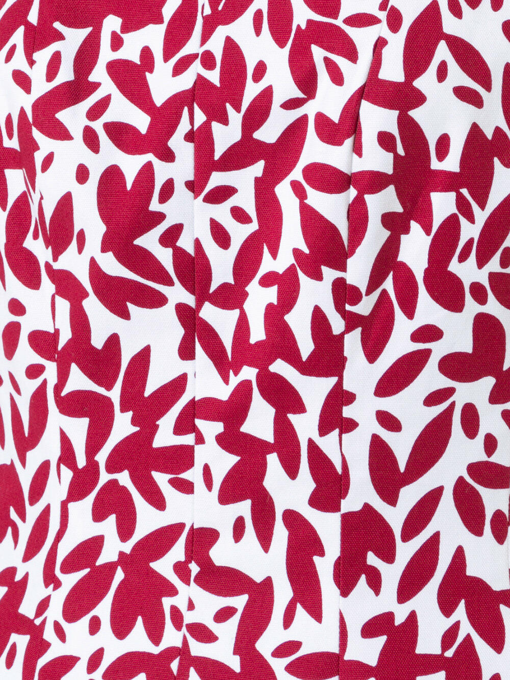 Oscar de la Renta - Red & White Leaf Printed Sleeveless Dress
