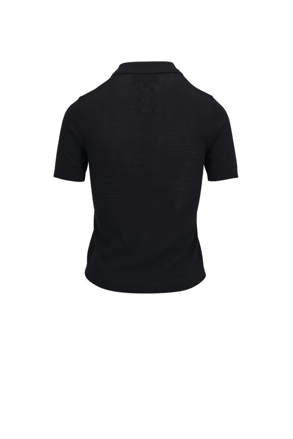 Nili Lotan - Jeannelle Black Wool & Silk Polo Sweater 