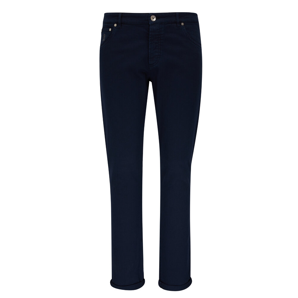 Brunello Cucinelli - Navy Five Pocket Skinny Fit Jean