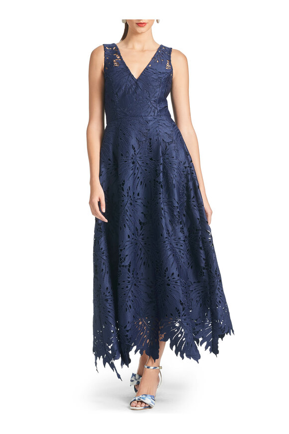 Sachin + Babi - Miuccia Navy Palm Leaf Lace Dress 