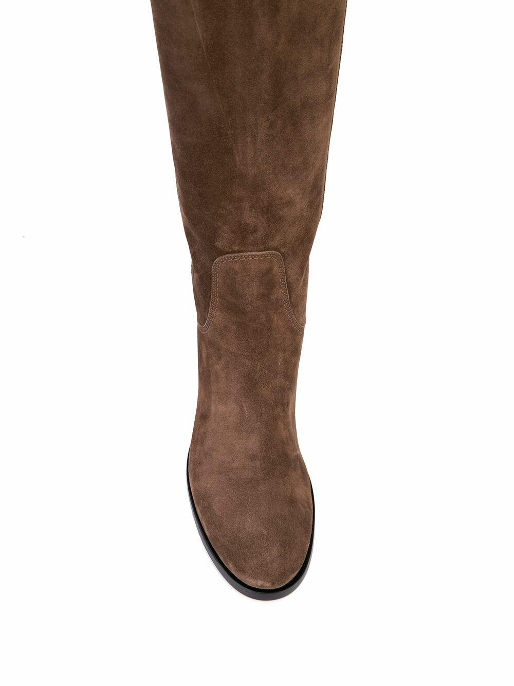Santoni - Hermione Brown Suede Over-The-Knee Boot