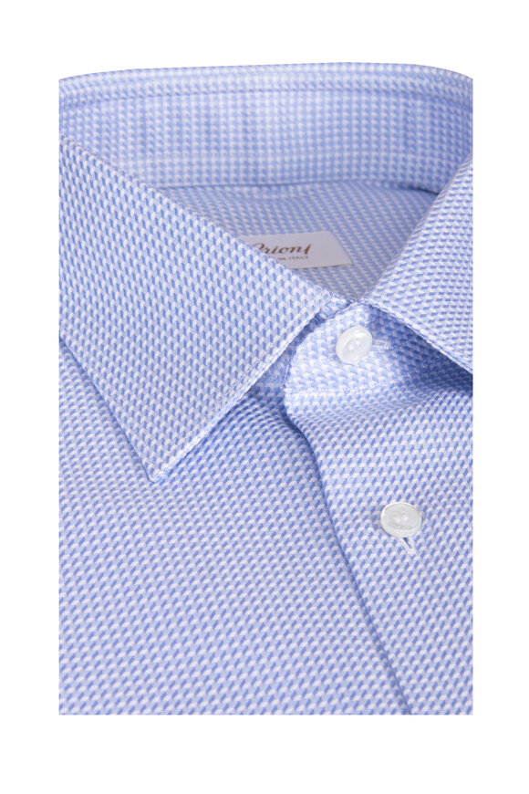 Brioni Blue Houndstooth Dress Shirt - view 2